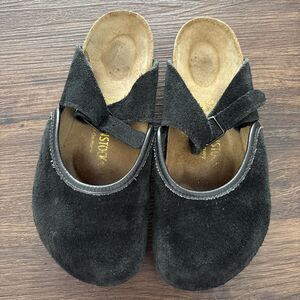 Birkenstock Narrow Rosemead Black Suede Slip On Clogs Mules Boho Festival sz37